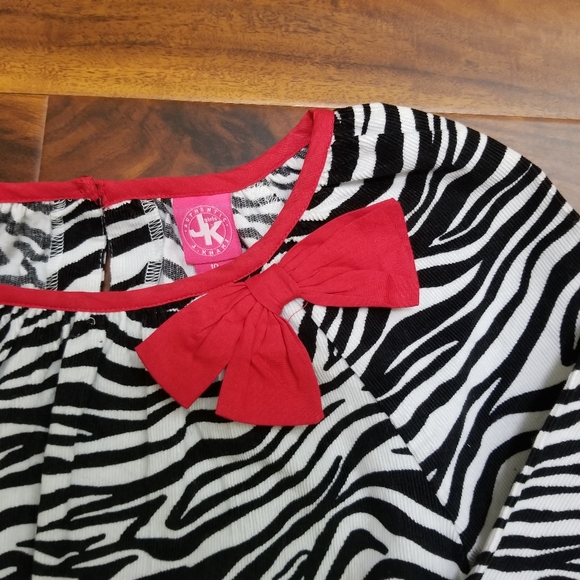 J Khaki Girls NWT Lepord Animal Print Dress Long Sleeve Red Trim Size 10 Cotton - Picture 4 of 10